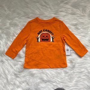 NWT Old Navy Baby Toddler Halloween Orange Long Sleeve Shirt, Size 12-18 months
